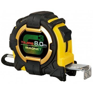 Рулетка будівельна ударостійка екстра стрічка Tajima G3 Lock 27 G3M780MW 8м x 27мм G3GLM27-80EB-EUR фото