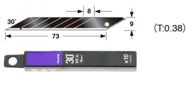 Лезвия сегментные 9мм Tajima Acute Angle Razar Black Blades CB39RB угол наклона 30&deg; 10 шт. CB39RB фото