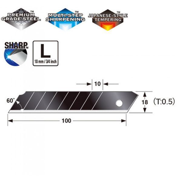 Леза сегментні 18мм Premium Tajima Dora Razar Black Blades CB50RB 10шт CB50RB фото