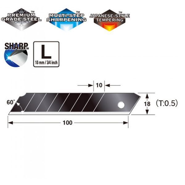 Леза сегментні 18мм Tajima Razar Black Blades LCB50RB-50H 50шт LCB50RB-50H фото